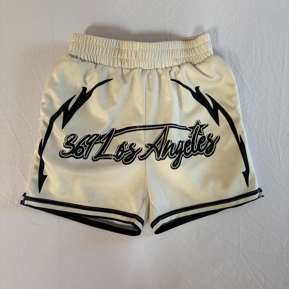 Women's Athletic Shorts - Cream and Black